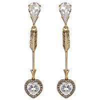 Серьги Сердца (Кубический цирконий, кристаллы, 6х1.2 см, 8 гр) Италия Claudio Canzian 002 02 909