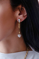 Серьги Сердца (Кубический цирконий, кристаллы, 6х1.2 см, 8 гр) Италия Claudio Canzian 002 02 909