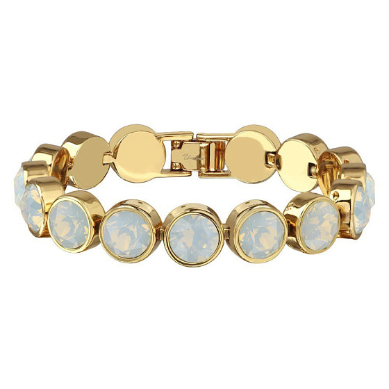 картинка Браслет Теннис (кристаллы белый опал 8 мм, г/п: золото, 17-19 см) Uvelina SW00 0031G-234B ювелирный  магазин Калина являющийся официальным дистрибьютором в России 