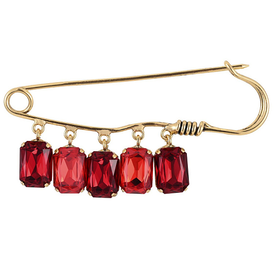 картинка Брошь Valentino Rosso (кристаллы красные, 8х3.5 см, 17 гр.) Италия Claudio Canzian 002 11 194 ювелирный  магазин Калина являющийся официальным дистрибьютором в России 