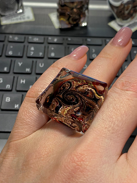 Кольцо Quadro 18 красное/черное ENZO BENZO Италия