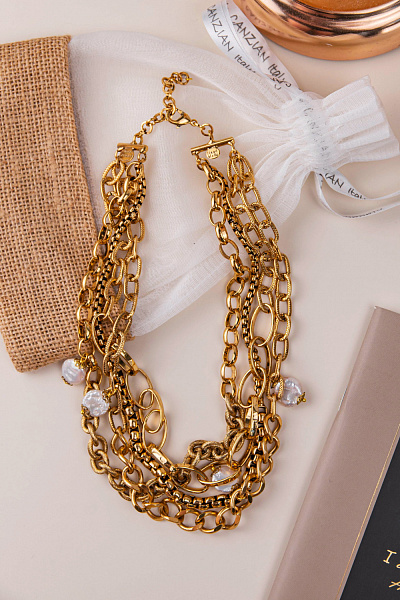 Колье Цепи (Жемчуг, г/п: золото, до 50см, 3,5 см) Италия Claudio Canzian  002 05 405