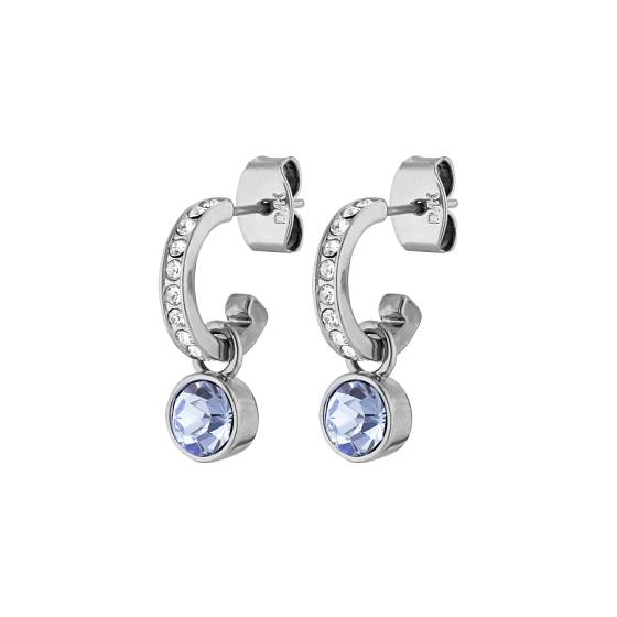 картинка Серьги DESSA (кристалл голубой, прозрачный, г/п: серебро, 1.8х0,6 см) Дания DYRBERG/KERN 380065 ювелирный  магазин Калина являющийся официальным дистрибьютором в России 