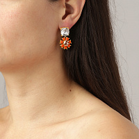 Серьги POPPY (кристалл прозрачный, коралл, г/п: золото, 3х1,8 см) Дания DYRBERG/KERN 460078