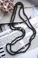 Колье (Майорка темно-серая, кристаллы прозрачные, г/п: золото, 160 см) Италия Perfetto