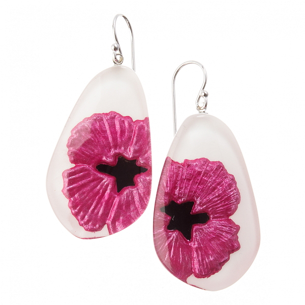 Серьги Baila (фуксия, белый, черный, 5х2 см) Голландия ZSISKA
