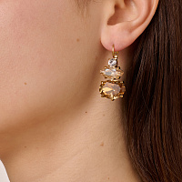 Серьги PARSANA (кристалл медовый, прозрачный, г/п: золото, 3,2х1,6 см) Дания DYRBERG/KERN 470010
