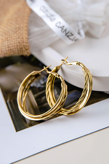 картинка Серьги (г/п: золото, 3,8х3,7 см, 14 гр.) Италия Claudio Canzian 002 02 818 ювелирный  магазин Калина являющийся официальным дистрибьютором в России 