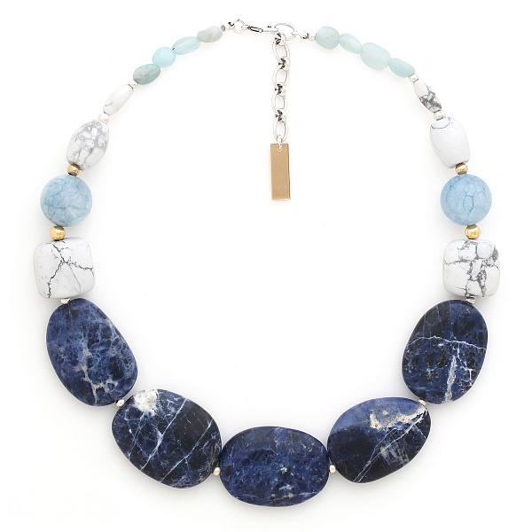 Колье Arctique (аквамарин,говлит,содалит,г/п:серебро,42 см) 15-43411 Франция Nature Bijoux