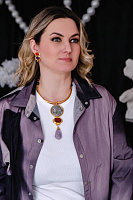 Клипсы (аметист, сердолик, г/п: золото) Франция Philippe Ferrandis LOUVRE ETN12