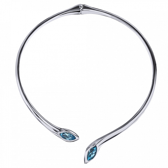 картинка Колье Эдем (кристаллы аквамарин, г/п: родий) Uvelina SW00 0110R-202N ювелирный  магазин Калина являющийся официальным дистрибьютором в России 