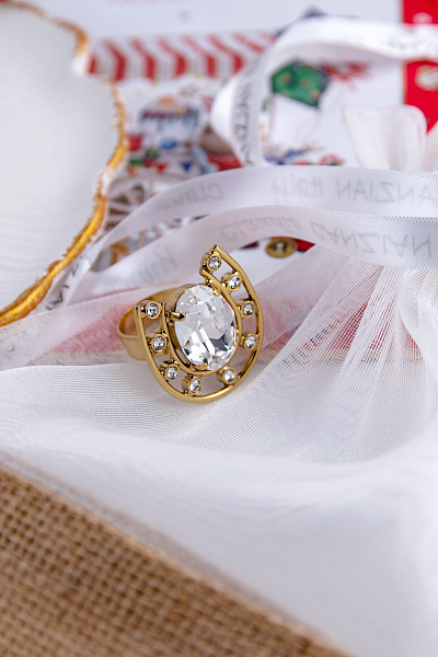 Кольцо Подкова (кристалл прозрачный, 2,7х2,2 см.) Италия Claudio Canzian 002 01 575