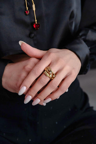 Кольцо Сердца (кристаллы прозрачные, регулируется) Италия Claudio Canzian 002 01 608