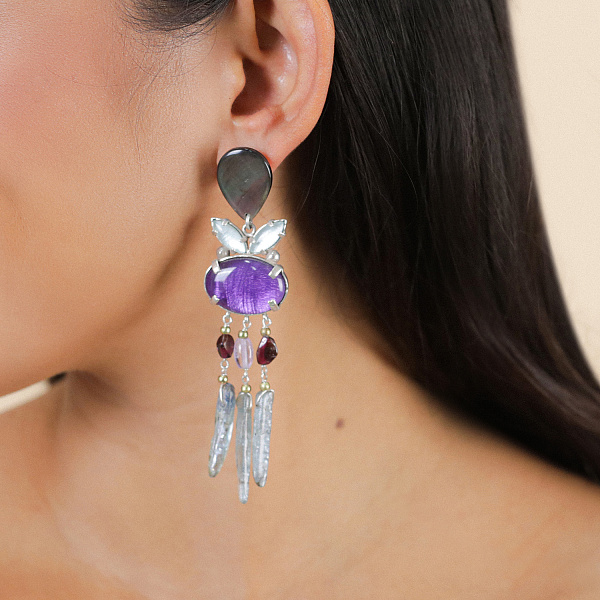 Серьги Gotborg (Кианит, аметист, перламутр, гранат, ракушка) 12-90450 Франция Nature Bijjoux