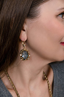 Серьги Анастасия (кристалл серый с гол.блеском, 4,5х2,1 см, 18 гр) Италия Claudio Canzian 002 02 378