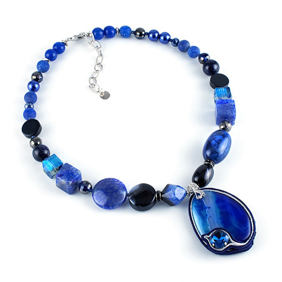 картинка КольеSL (Агат, авантюрин, хруст.стекло, кр.Preciosa, латунь. Г/п) Россия 10119881 ювелирный  магазин Калина являющийся официальным дистрибьютором в России 