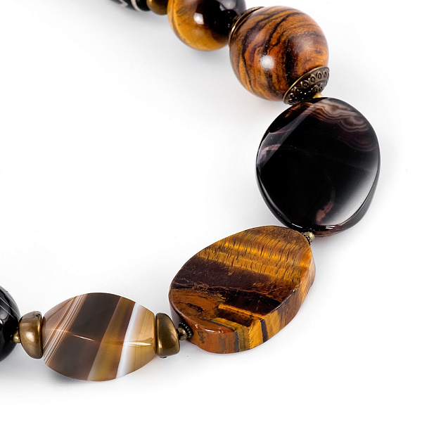 Колье (Тигровый глаз, агат, палисандрю дерево) 10113161 Россия