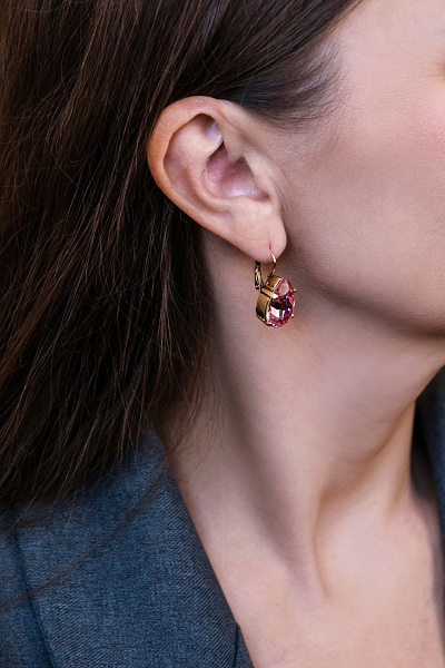 Серьги Капля мал. (кристалл розовый, 2,6х13,см, 8 гр) Италия  Claudio Canzian 002 02 230