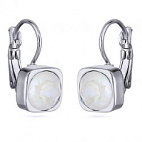Серьги Теннис (кристаллы белый опал, г/п: родий 8 мм) Испания SW00 0010R-129E