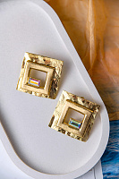 Серьги (кристалл мультиколор, 3,5х3,5 см, 22 гр, г/п: золото) Греция Kalliope 022 02 033
