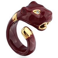Кольцо Пантера (эмаль бургунди, кристаллы белые, г/п: золото р.18,5) Uvelina EX00 0011GA-001R-9