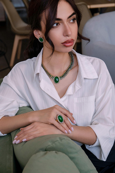 Серьги (кристаллы белые, агат, 2,5х2 см, 12гр.) Италия Claudio Canzian 002 02 827