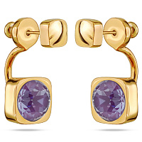Серьги Теннис (Кристалл: пурпурный 8 мм, г/п: золото) Uvelina SW00 0006G-161E