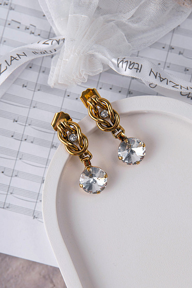 картинка Серьги Узелки (кристаллы прозрачные) Италия Claudio Canzian 002 02 565 ювелирный  магазин Калина являющийся официальным дистрибьютором в России 