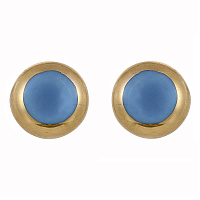 Пусеты (керамика голубой, г/п: золото, 1х1см, 2гр.) Испания 01902005 Maximilianas