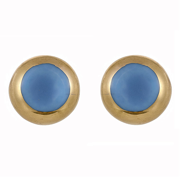 Пусеты (керамика голубой, г/п: золото, 1х1см, 2гр.) Испания 01902005 Maximilianas