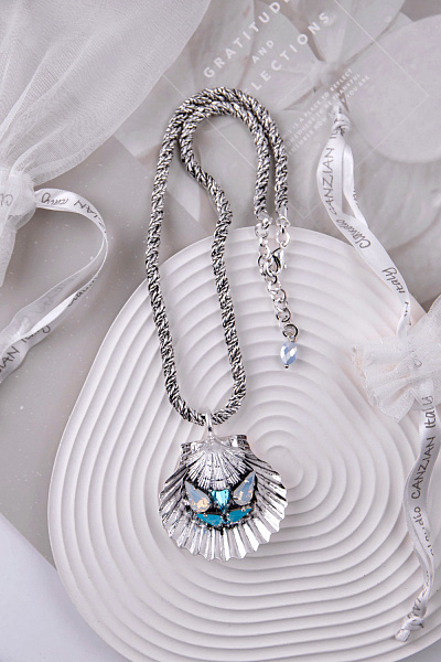Колье Круиз (кристаллы бирюзовые, белый опал) Италия Claudio Canzian 002 05 776