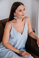 Серьги (агат, г/п: родий, 7,7х4 см, 23 гр.) Италия Claudio Canzian 002 02 722