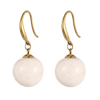 Серьги (керамика бежевый, г/п: золото, 3.8х1.6 см. 10 гр.) Испания 01902042