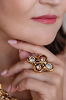 Кольцо (кристаллы персиковые, прозрачные 4,4х3,1 см) Италия Claudio Canzian 002 01 551