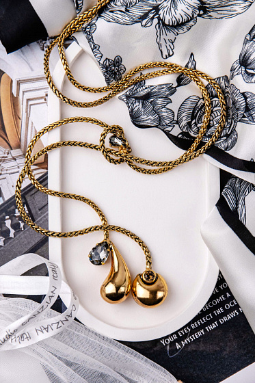 картинка Колье (кристалл медовый, графит, 98 см) Италия Claudio Canzian 002 05 869 ювелирный  магазин Калина являющийся официальным дистрибьютором в России 