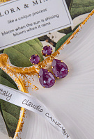 Серьги (кристалл орхидея, 2,8х1,3 см) Италия  Claudio Canzian 002 02 558