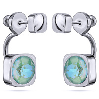 Серьги Теннис (кристаллы мятные, г/п: родий 8 мм) Uvelina SW00 0006R-147E