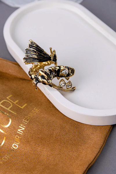 Кольцо Рыба (кристаллы прозрачные, г/п: золото, регулир.) Греция Kalliope 022 01 062