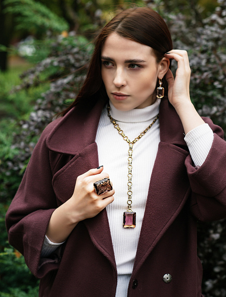 Колье Сотуар (Баварское стекло) аметистовый кристалл Италия  Claudio Canzian  002 05 329