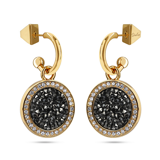 картинка Серьги Галактика (Кристаллы темно-серые, г/п: золото) Uvelina SW00 0060G-014E3 ювелирный  магазин Калина являющийся официальным дистрибьютором в России 
