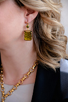 Серьги (кристалл бутылочного цвета, 4,8х1,9 см, 17 гр.) Италия Claudio Canzian 002 02 583