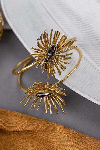 Браслет (кристаллы графит, г/п: золото, регулируется) Греция Kalliope 022 04 010