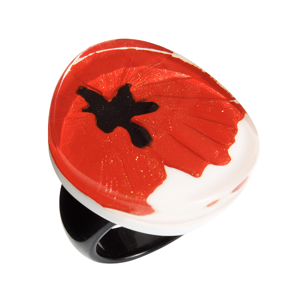 Кольцо Baila (красный, белый,черный, 17,5 р) Голландия ZSISKA