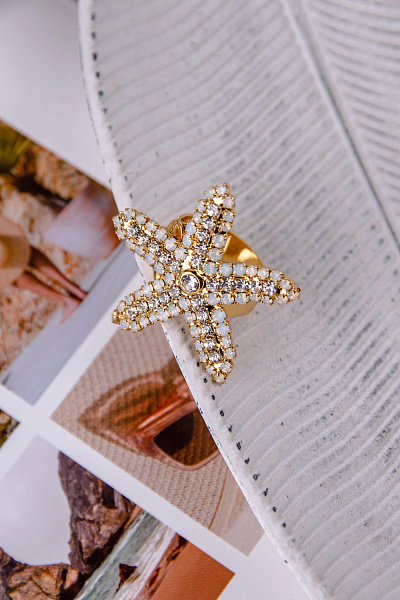 Кольцо (кристалл белый опал, прозрачный, 3,7х3,4 см) Италия Claudio Canzian 002 01 559