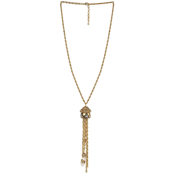 Колье (Кристалл графитовый, прозрачный, цепь 85см, кулон 20Х2,7) Италия Claudio Canzian 002 05 602