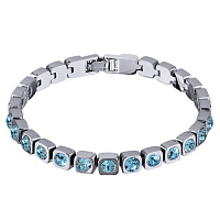 Браслет Теннис (кристаллы аквамарин, г/п: родий 4 мм, 17-19 см) Uvelina SW00 0001R-202B