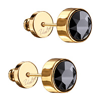 Пусеты Теннис (кристаллы гематит, г/п: золото, 6мм) Uvelina SW00 0028G-027E