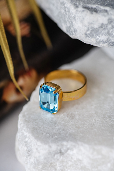 картинка Кольцо Энигма (кристалл голубой) Италия Claudio Canzian 002 01 429 ювелирный  магазин Калина являющийся официальным дистрибьютором в России 