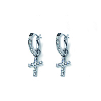 Серьги Кресты (кристалл прозрачный, г/п: родий, 2,5 см, 1,2х1 см) 23031R Австрия Oliver Weber