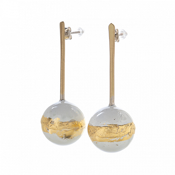картинка Серьги Solell (со сферами, белый, г/п: золото) Katerina Vassou KV23-307564G ювелирный  магазин Калина являющийся официальным дистрибьютором в России 